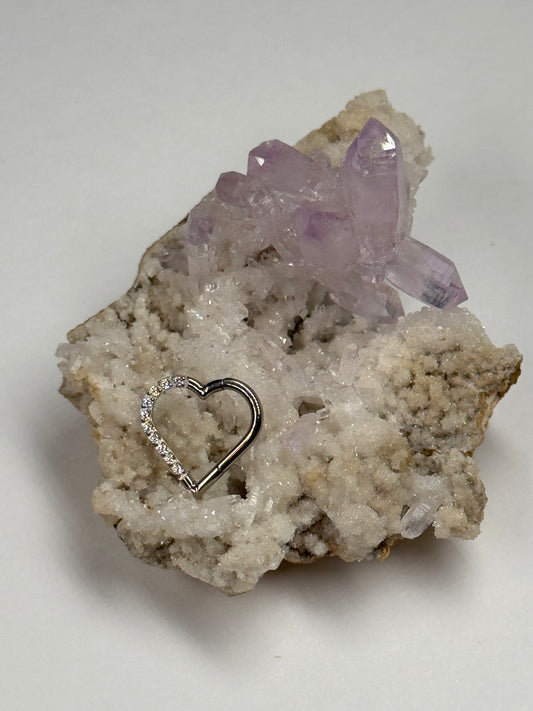 Argolla clicker Corazon con Zirconias